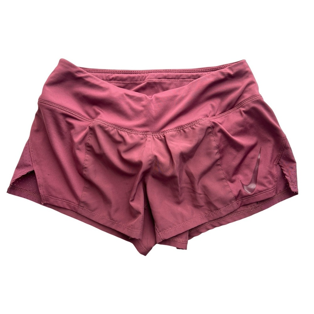 Nike Shorts Dri-FIT Running Womens XS Red Maroon Lined Athletic Light Swoosh